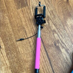 Pink Selfie Stick with Wired Connection